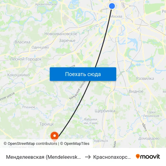 Менделеевская (Mendeleevskaya) to Краснопахорское map