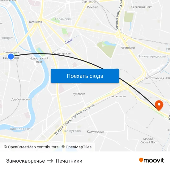 Замоскворечье to Печатники map