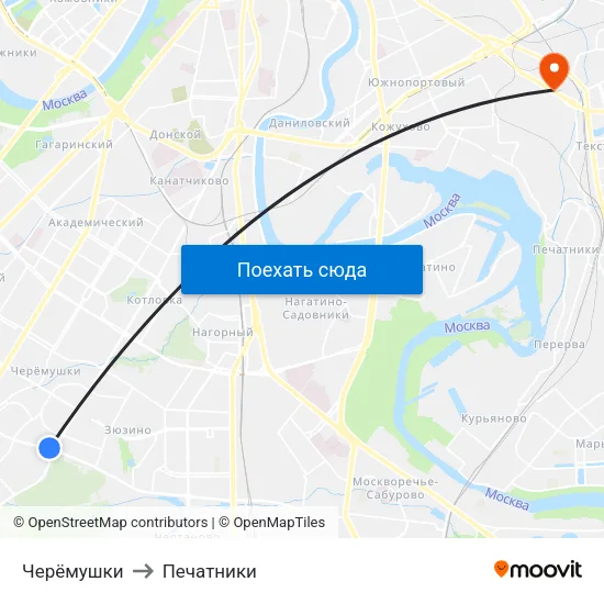 Черёмушки to Печатники map