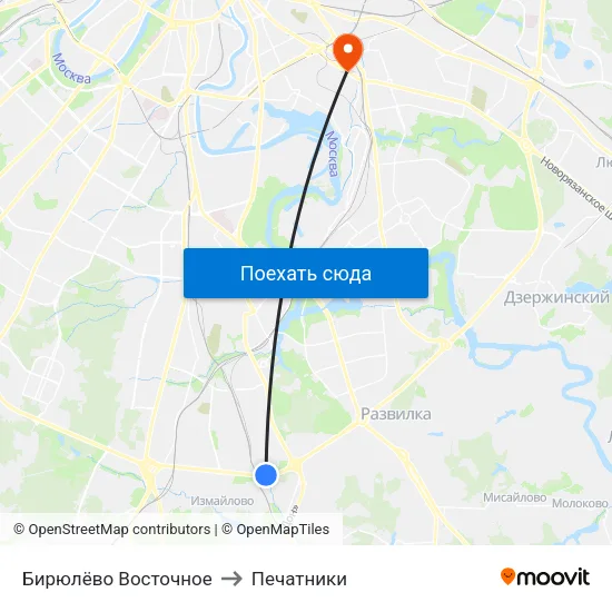 Бирюлёво Восточное to Печатники map