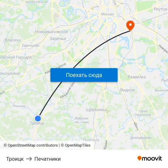 Троицк to Печатники map