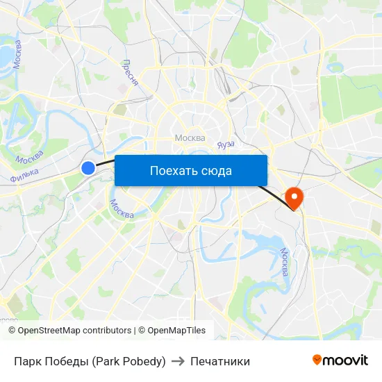 Парк Победы (Park Pobedy) to Печатники map