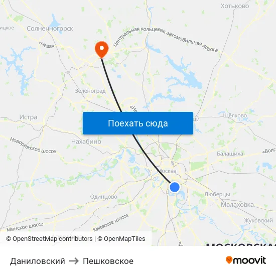Даниловский to Пешковское map