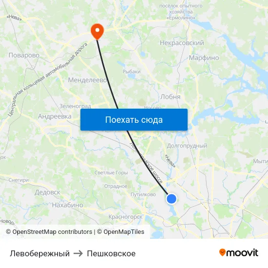 Левобережный to Пешковское map