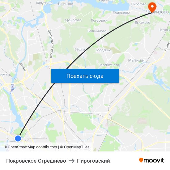 Покровское-Стрешнево to Пироговский map