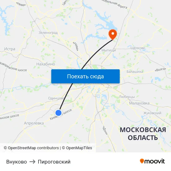 Внуково to Пироговский map