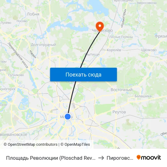 Площадь Революции (Ploschad Revolyutsii) to Пироговский map