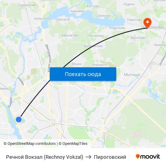 Речной Вокзал (Rechnoy Vokzal) to Пироговский map