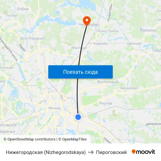 Нижегородская (Nizhegorodskaya) to Пироговский map