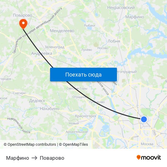Марфино to Поварово map