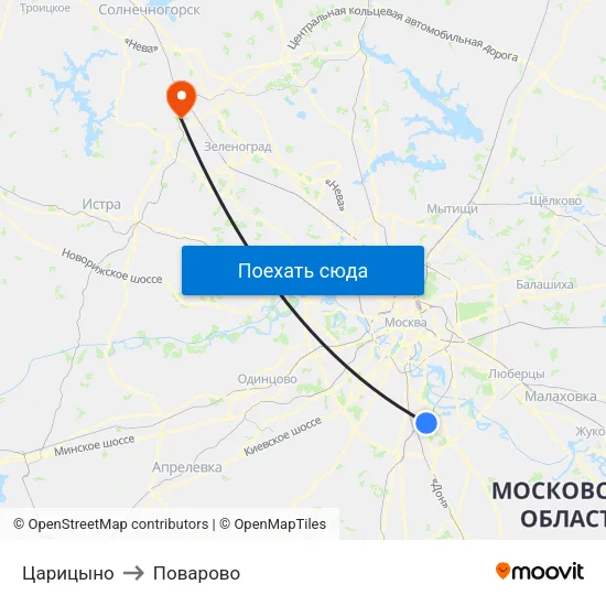 Царицыно to Поварово map