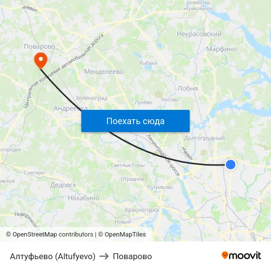 Алтуфьево (Altufyevo) to Поварово map