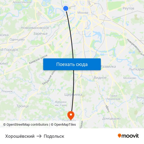 Хорошёвский to Подольск map