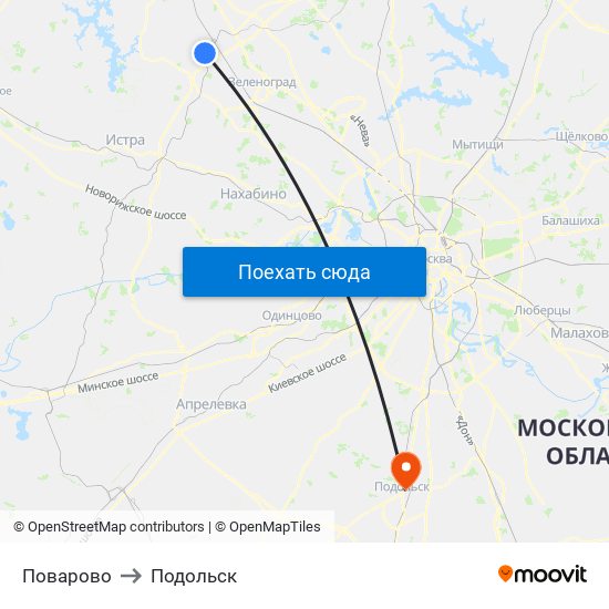 Поварово to Подольск map