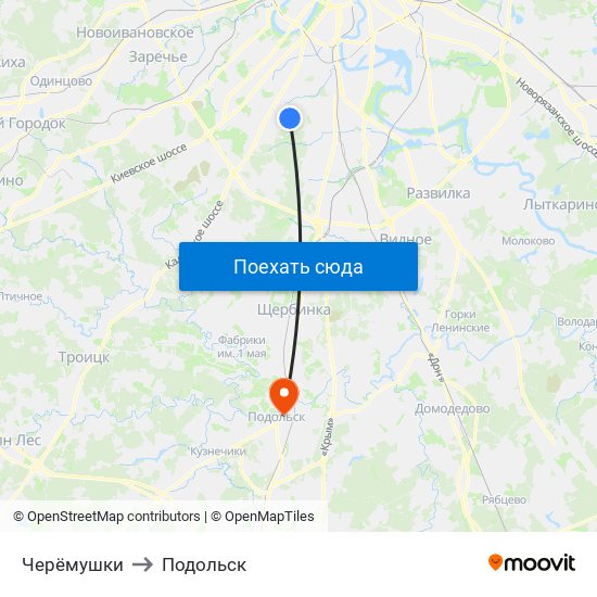 Черёмушки to Подольск map