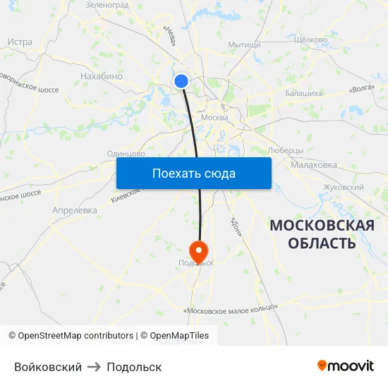 Войковский to Подольск map