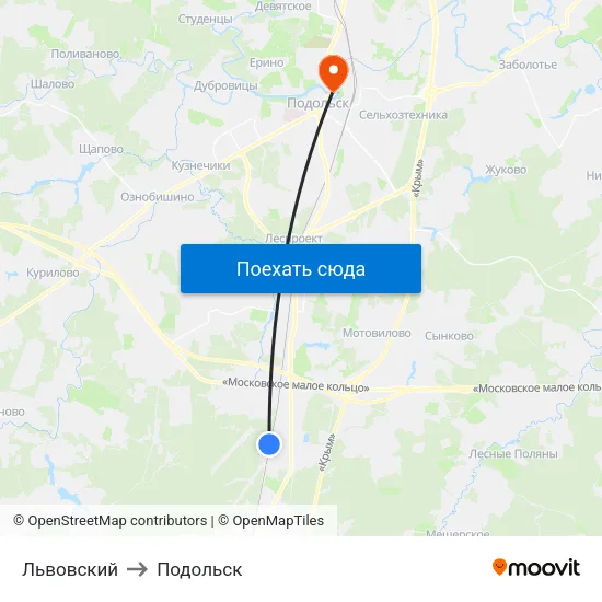 Львовский to Подольск map