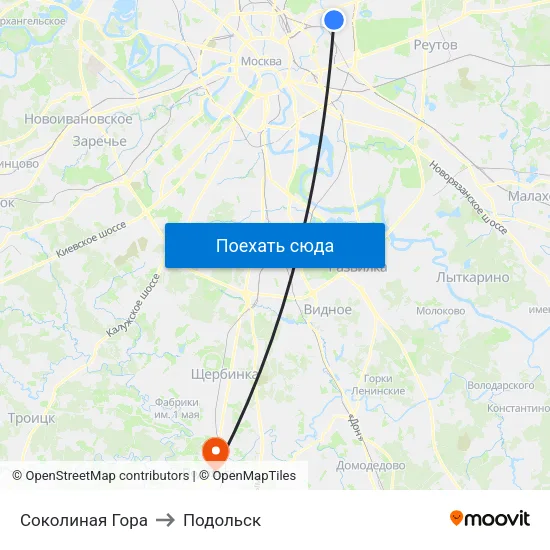 Соколиная Гора to Подольск map