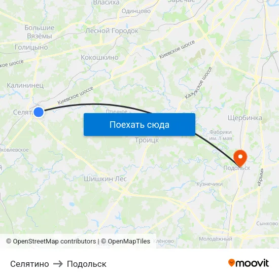 Селятино to Подольск map