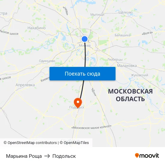 Марьина Роща to Подольск map
