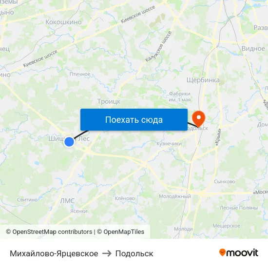 Михайлово-Ярцевское to Подольск map