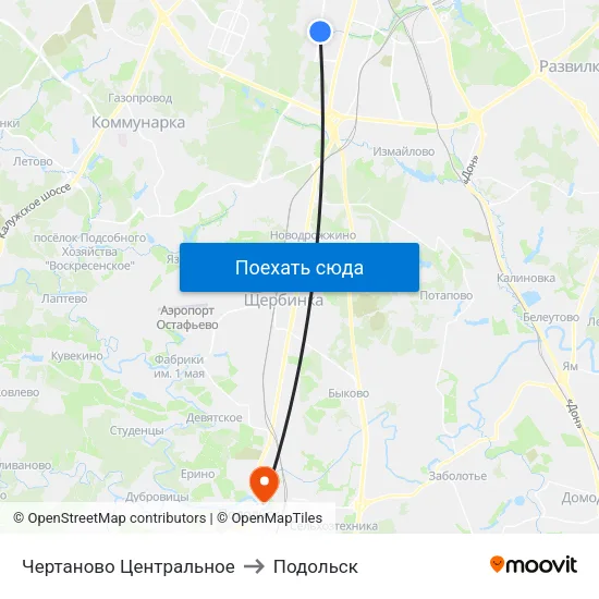 Чертаново Центральное to Подольск map