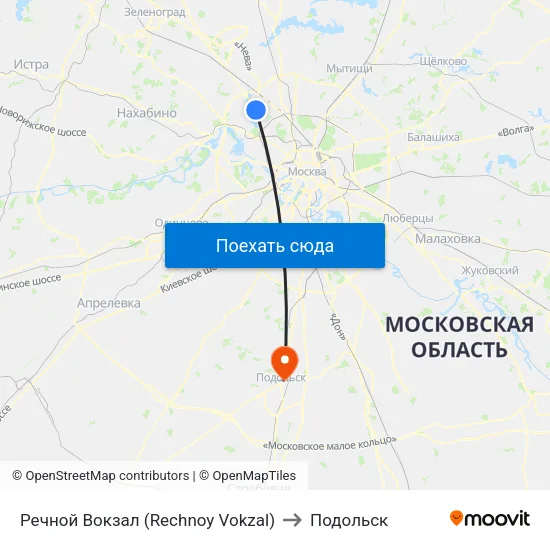Речной Вокзал (Rechnoy Vokzal) to Подольск map
