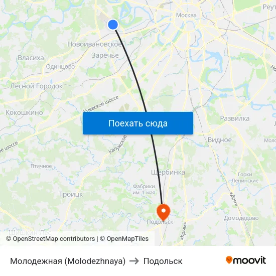 Молодежная (Molodezhnaya) to Подольск map