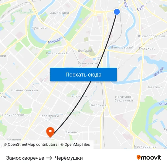 Замоскворечье to Черёмушки map
