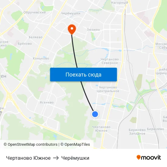 Чертаново Южное to Черёмушки map