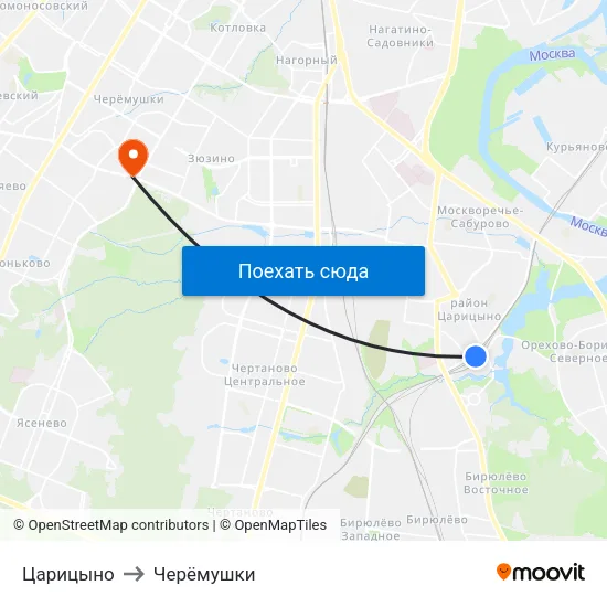 Царицыно to Черёмушки map