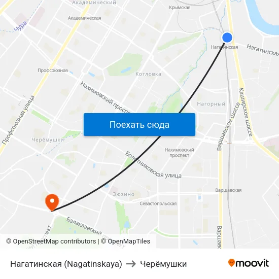 Нагатинская (Nagatinskaya) to Черёмушки map