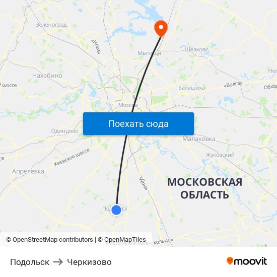 Подольск to Черкизово map
