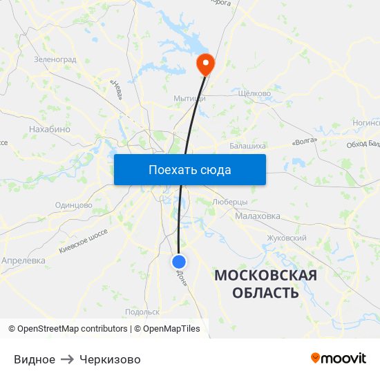 Видное to Черкизово map