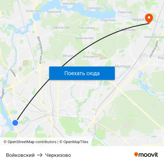 Войковский to Черкизово map