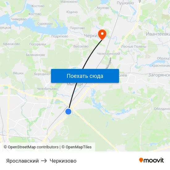 Ярославский to Черкизово map