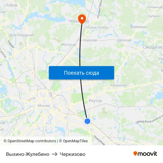 Выхино-Жулебино to Черкизово map