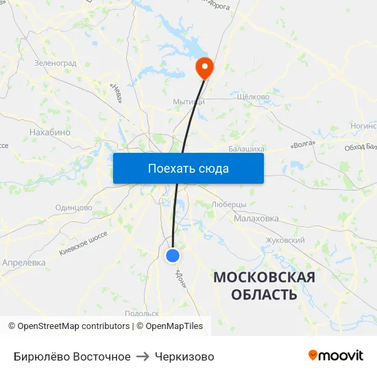 Бирюлёво Восточное to Черкизово map