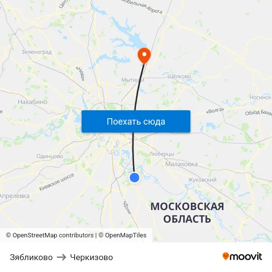 Зябликово to Черкизово map