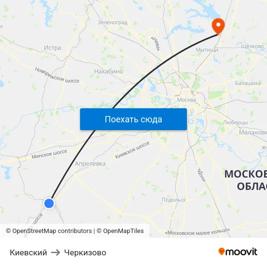 Киевский to Черкизово map