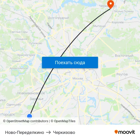 Ново-Переделкино to Черкизово map