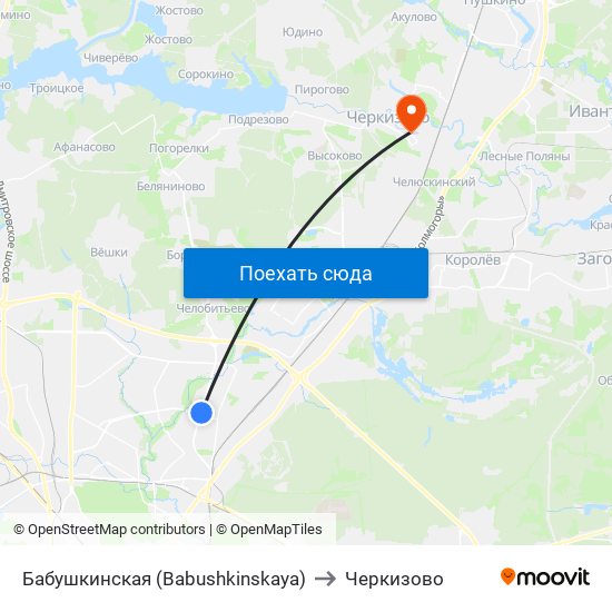 Бабушкинская (Babushkinskaya) to Черкизово map