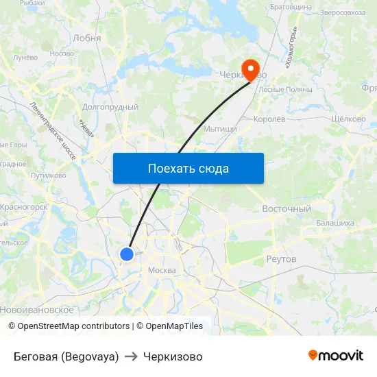 Беговая (Begovaya) to Черкизово map