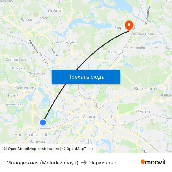 Молодежная (Molodezhnaya) to Черкизово map