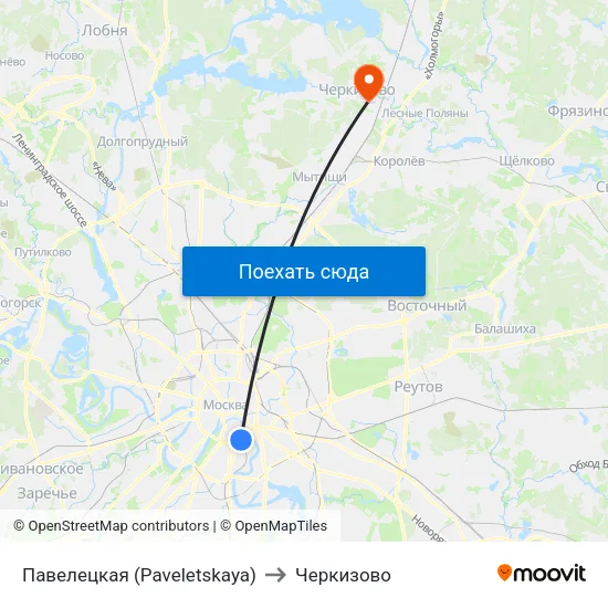Павелецкая (Paveletskaya) to Черкизово map