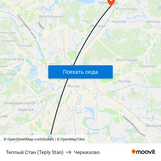 Теплый Стан (Teply Stan) to Черкизово map