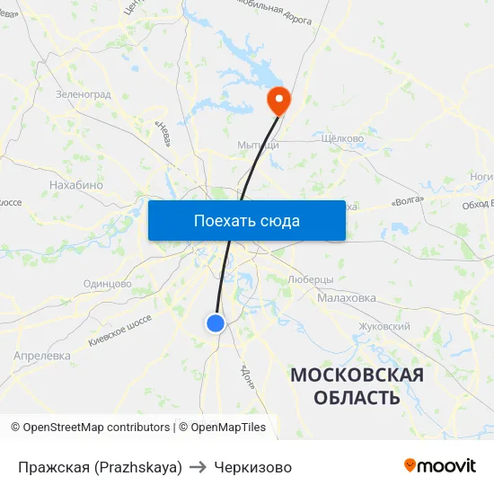 Пражская (Prazhskaya) to Черкизово map