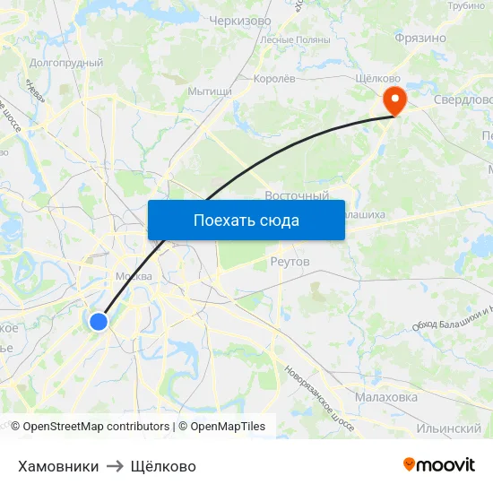 Хамовники to Щёлково map