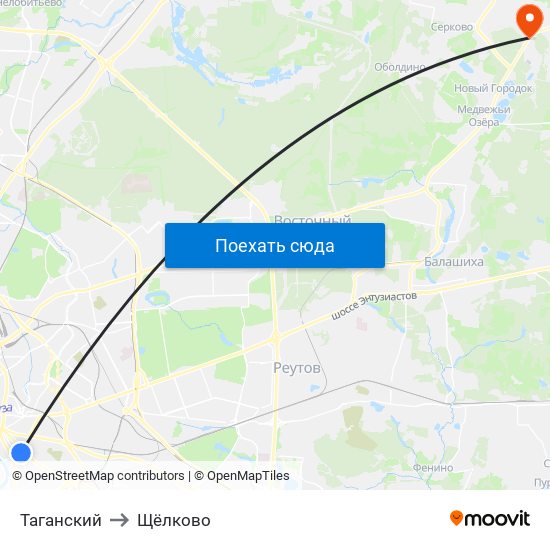 Таганский to Щёлково map