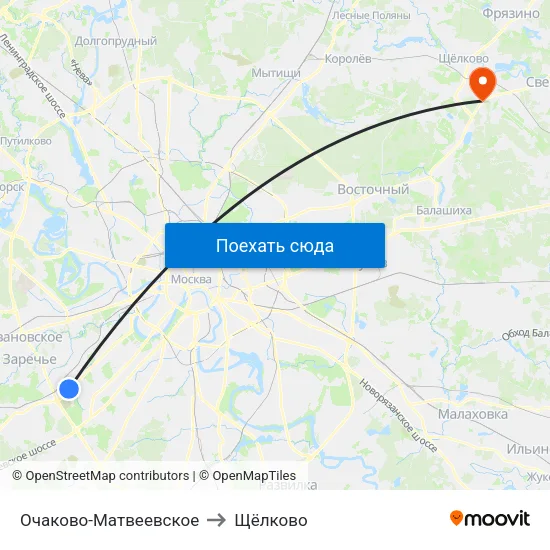 Очаково-Матвеевское to Щёлково map